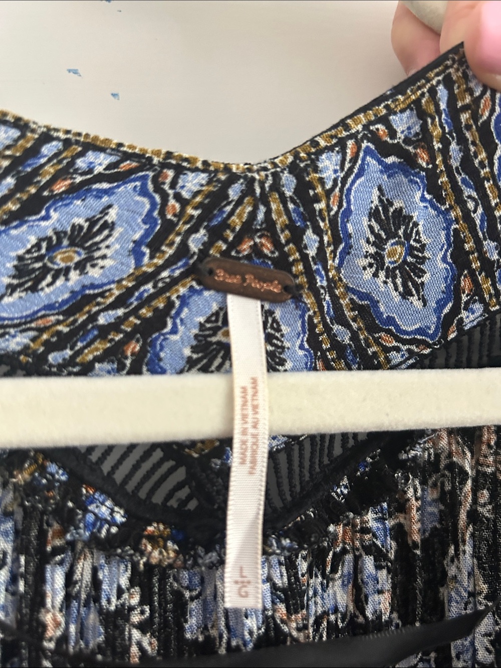 Free People Blue and Black Floral Boho Tunic - Picture 2 of 2